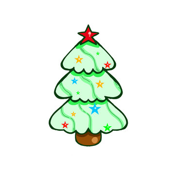 Christmas tree decoration cute asset or element for graphic design or cake inspiration