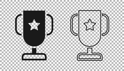Black Casino poker trophy cup icon isolated on transparent background. Vector