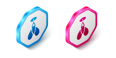 Isometric Dart arrow icon isolated on white background. Hexagon button. Vector