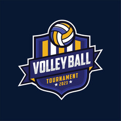 volleyball sport emblem logo vector edit text with blank background