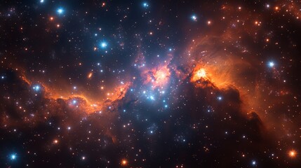 Spiral galaxy vibrant colors and intricate star formations against dark background