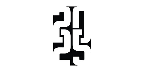 2025 Happy New Year text design on white background