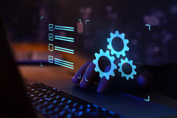 automation of business process workflow, optimisation concept with gears icon