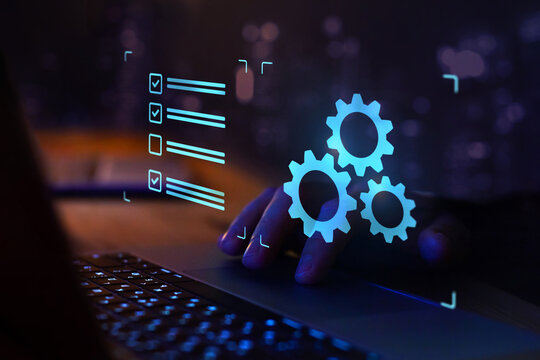 automation of business process workflow, optimisation concept with gears icon