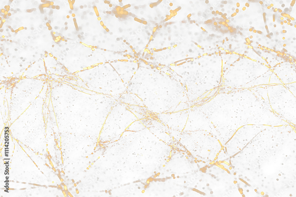 Poster Abstract gold lines and particles on Transparent background.