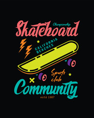 Obraz premium Classic old skateboard. Original vector poster in vintage style. T-shirt design.