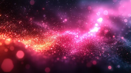 Fototapeta premium Vibrant Colorful Abstract Background with Glowing Particles and Stars