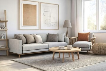 Cozy living room setup with modern furniture and natural light