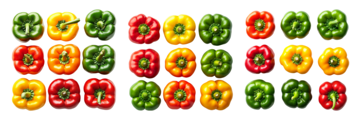 Vibrant Bell Peppers Isolated on Transparent Background