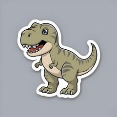 Smiling Cartoon T-Rex Sticker. Generative AI

