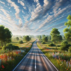 Fototapeta premium photorealistic road going into the horizon 