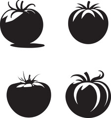 Tomato Silhouette Icons - Black Garden Vegetable and Organic Design Set
