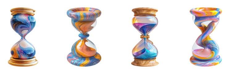 Colorful Hourglass Collection on Transparent Background