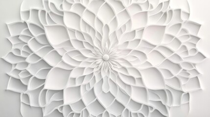White Marble Arabic Floral Pattern. Elegant Geometric Floral Ornament. Abstract Background Texture.