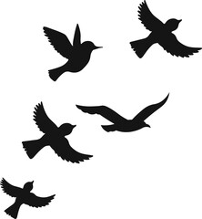 Obraz premium Flying birds silhouette flock. hand drawing. Not AI, Vector illustration
