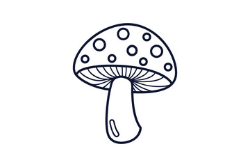 Mushroom vector line art illustration transparent white background