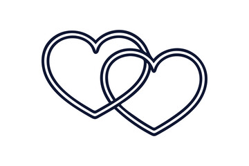 Pair of love vector silhouette line art illustration white background