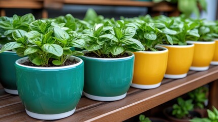 Fototapeta premium DIY Compact Herb Gardens Vibrant Container Gardening Ideas for Small Spaces Create your own miniature herb haven with these easy-to-follow tutorials and inspiring images showcasing compact herb