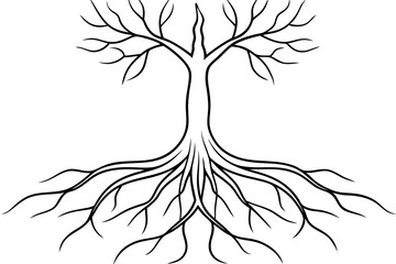 Simple Roots of Nature Line Art Vector