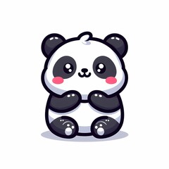 Naklejka premium Chibi Panda Illustration in Flat Style on White Background