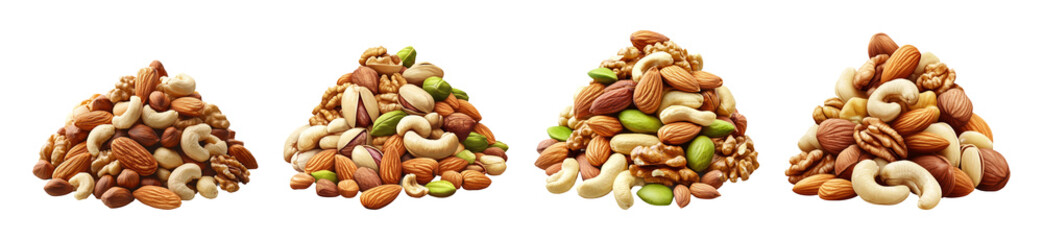Obraz premium Various Nuts Displayed on Transparent Background