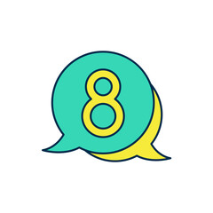 Filled outline 8 March in speech bubble icon isolated on white background. International Happy Women Day. Vector