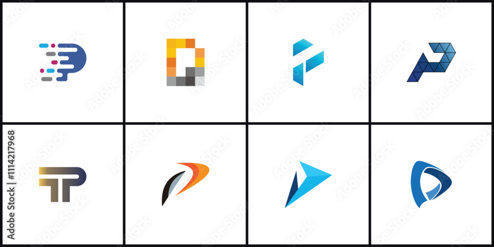 Fototapete A versatile set of minimalist letter P logo icons perfect for app icons web design and branding