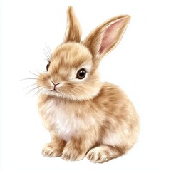Obraz premium Watercolor baby bunny. Vector illustration with hand drawn fluffy rabbit, easter bunny. Clip art.