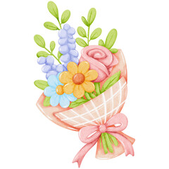 Valentine Flower Bouquet Illustration for Romantic and Festive Designs