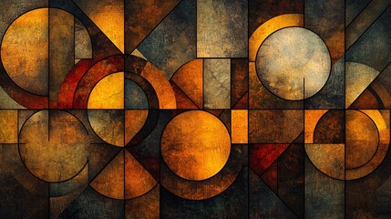 Retro geometric pattern showcases overlapping circles in warm tones and textured design elements