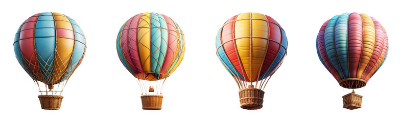 Colorful Hot Air Balloons on Transparent Background