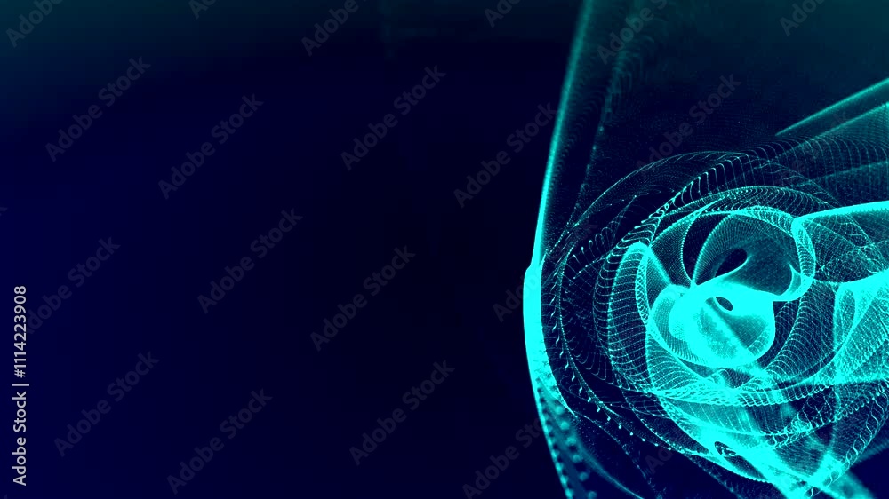 Wall mural abstract background. dark blue and glowing particle lines come to life in a mesmerizing 4k loop. 3d 