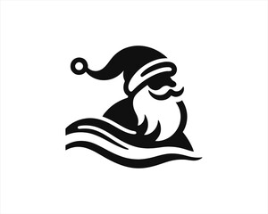 Christmas Silhouette Santa Claus Logo Design Vector Illustration. Xmas Christmas Holiday