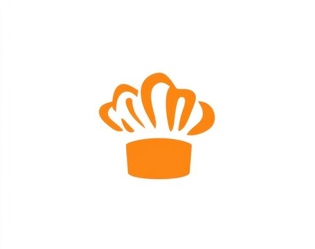 Orange chef hat icon on white background.