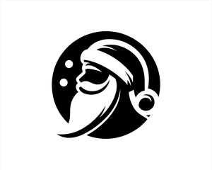 Christmas Silhouette Santa Claus Logo Design Vector Illustration. Xmas Christmas Holiday