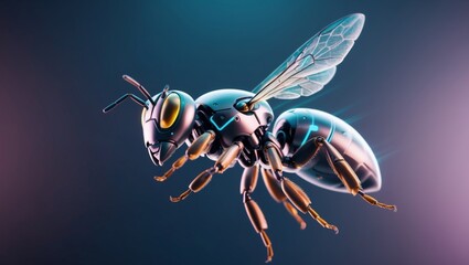Futuristic digital artwork showcasing robot bee motion picture.