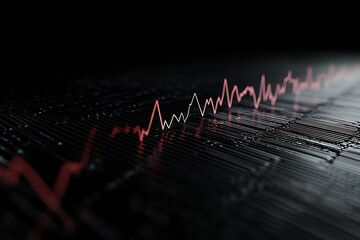 Fototapeta premium Abstract red line graph on dark background.