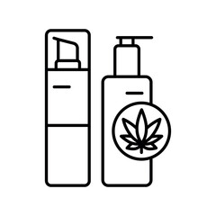 Cosmetics with hemp oil black line icon.