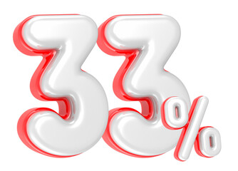 3d rendering Number 33 Percent isolated