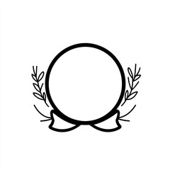 Obraz premium Circular frame with leaves and ribbon.