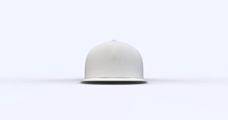 White trucker cap with flat visor 3D render realistic fleece-textured fabric. Perfect for branding advertising and fashion concepts showcasing a modern and versatile design top view