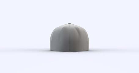 White trucker cap with flat visor 3D render realistic fleece-textured fabric. Perfect for branding advertising and fashion concepts showcasing a modern and versatile design back view