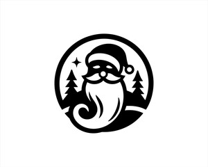 Christmas Silhouette Santa Claus Logo Design Vector Illustration. Xmas Christmas Holiday