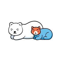 Bear and Polar Bear Cat Vector Design - Cute Animal Illustration