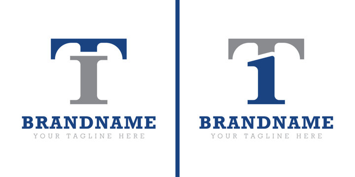Letters IT and 1T Logo, for business with IT TI 1T T1 initials