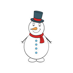 Happy Snowman Cartoon Grumpy Winter Character Vector Design