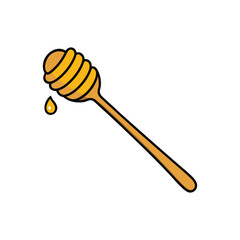 Honey Dipper Sketch Wooden Spoon Apiary Stick Vector Design