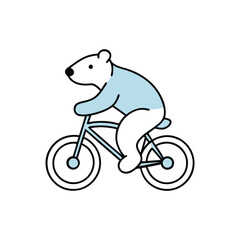 Polar Bear Riding a Bicycle - Cute Doodle Vector Illustration  