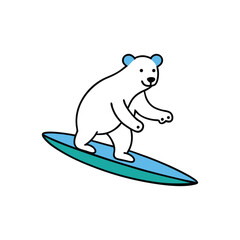 Polar Bear Icon Surfing in Ocean Waves - Sea Themed Graphic Design