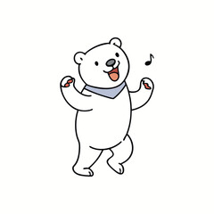 Polar Bear Singing and Dancing Vector Illustration - Fun Doodle Design  